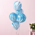 Detailed close-up of blue and white marble agate latex balloons for party decoration - 10" / Blue Agate Pattern