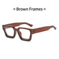 Retro oversized tea brown square glasses with thick frame and blue light blocking lenses - Tea Frame Clear Lens