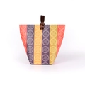 Colorful striped paper gift box with brown ribbon handle and floral pattern design - Vintage Lotus Stripes