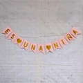 Pink Spanish ES UNA NIÑA fishtail banner with gold lettering for baby girl party decor - Pink (It's a Girl)