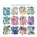 Detailed set of 12 colors irregular abalone glitter nail art flakes with iridescent finish - Abalone Shell Glitter Flakes (BY)