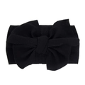 Black waffle texture baby headband with a large bow, stretchy newborn hair accessory - Black