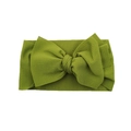 Grass green baby headband with a large bow in soft waffle knit fabric for infants - Forest Green
