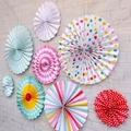 Eight-piece gold foil paper fan set with dots and stripes for wedding party decor - Hollow Out 8pcs Set