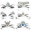 Face jewel stickers with iridescent rhinestones for forehead and eye area decoration - Set 04