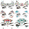 Mixed set of 6 sparkling holographic face rhinestone stickers for eyes and forehead makeup - Set 10
