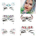 Detailed views of assorted facial rhinestone stickers for creative decorative makeup looks - Set 28