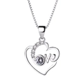 Elegant silver heart love pendant necklace with white cubic zirconia and box chain - D-11 White Gold Pendant Only (Without Chain)