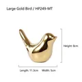 Figura de pájaro dorada en cerámica con acabado de espejo pulido en tamaño grande - Grande (HP249) / Dorado
