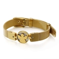 Elegante pulsera de malla dorada con un medallón de ángel en nácar y cierre hebilla - Estilo de Ángel (KB108608-K) / Dorado (KB108608-K)