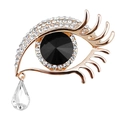 Golden eye brooch with teardrop pendant and sparkling rhinestones for garment accessories - Gold Base Black Eye