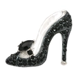Elegant high heel brooch with black rhinestones on a silver base for apparel - High Heels (Black)
