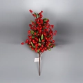 Artificial red berry branch with green leaves for DIY Christmas wreaths and decor - 60CM