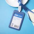 Vertical grey-blue ID card holder made of PP material with matching lanyard strap - Vertical - Grey Blue + Lanyard