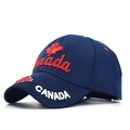 Close-up of Canada embroidery and maple leaf detail on the side of navy baseball cap - Navy Blue (Canada Letter Embroidery)