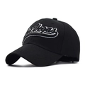 Cappellino da baseball nero in cotone con ricamo 3D Las Vegas bianco e visiera curva - Regolabile / Nero(01)