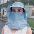 Light blue removable sun hat with face cover and neck flap for full UV protection - ZM Classic / Sky Blue