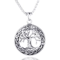 Colgante Árbol de la Vida de acero inoxidable plateado con nudos celticos decorativos - Color Acero (Solo Colgante)