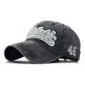 Vintage washed dark grey cotton baseball cap with Athletic embroidery and number 49 - Adjustable / Grey Black