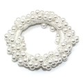 Elastic white hair scrunchie with multiple artificial pearls in a circular design - Pure White