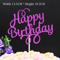 Sparkling purple Happy Birthday glitter cake topper measuring 13.5cm by 10.5cm - Circle Happy Birthday Rose Red