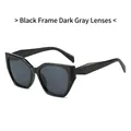 Occhiali da sole cat-eye retrò con montatura nera lucida e lenti grigio scuro eleganti - Montatura Nera Lenti Grigio Nero
