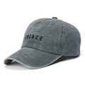 Close-up of Chance embroidery on dark gray washed cotton baseball cap with fine texture - Adjustable / Gray