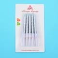 Sechserpack silberne Spiral-Geburtstagskerzen mit Metallic-Finish in Kartonverpackung - 6-teiliges Set / Vergoldet Silber