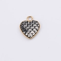 Golden heart-shaped pendant with dark grey fish scale texture for DIY jewelry making - Dark Grey (13)