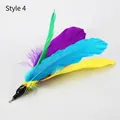 Colorful replacement feather teaser with natural plumes and metal swivel connector - Colorful Feather Style 4 / 【product Attributes】this Product Is A Colorful Replacement Feather Head For A Cat Toy. The Main Body Of The Product Consists Of Multiple Dyed Natural Feathers (including Purple Green Blue And Yellow) With The Base Fixed In A Black Plastic Interface And Equipped With A Metal Swivel Connector For Easy Attachment To The Cat Toy. 【visual Presentation】the Image Is Taken Against A Simple Light Gray Background With Natural Light And Shadow Transitions And Clear Product Details Representing A High-quality Product Photo. The Overall Aesthetic Appeal Is Rated As Medium Mainly Due To The Relatively Conventional Display Method And Lack Of Brand Awareness. Rating: 7.8. 【text Content】the Image Contains Two Chinese Characters: "style 4" Is The Style Identifier And "all Prices Listed Are Unit Prices" Is A Marketing Statement. Both Are Grouped Under "to_remove" And Need To Be Removed In Post-processing. 【logistics Label】animal And Plant Quarantine (feather Products). 【infringement Risk】the Product's Appearance Is A General Pet Accessory Design And No Brand Logos Or Ip Elements Were Found. The Probability Of Infringement Is 0.0 And It Is Determined To Be Non-existent. 【product Parameters】color: Multi-color Splicing; Material: Feather Plastic Metal.
