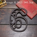 Industrial cast iron number 6 sign with rustic black finish for DIY home wall decor - Number 6