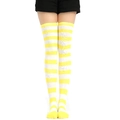 Japanese style yellow and white striped over-knee socks for cosplay and school look - L (One Size) / Yellow and White Wide Stripes
