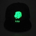 Glow-in-the-dark green Leo lion graphic and text on a black fashion baseball cap - Adjustable / Leo