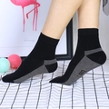 Copper fiber antibacterial socks in black with grey striped sole for odor protection - One Size / Mid-Calf Black