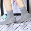 Gray crew compression socks in knit cotton showing reinforced heel and ergonomic fit - One Size / Grey Crew Socks