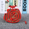 Red fox wooden magnetic maze puzzle toy with stylus and colorful beads for toddlers - Fox