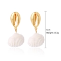 Bohemian gold cowrie shell and white natural seashell drop earrings, 5cm length - Metal Shell Mix Natural Shell Style (E1903-24)