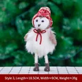 Plush Christmas owl decoration with red knitted hat and bells, 18.5cm holiday figurine - Style 3 (Christmas Owl with Red Knitted Hat)