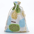 Cotton drawstring pouch featuring stylized colorful tree patterns and natural hemp rope - Money Tree
