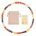 Multicolor Baltic amber baby necklace with linen bag and authenticity certificate - Multi-color Amber Set (with Certificate and Bag)