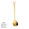 Cucchiaino da caffè in acciaio inox dorato a forma di cuore, manico traforato, 14,4 cm - Oro