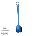 Blue stainless steel heart-shaped coffee spoon with cutout handle, 14.4cm length - Blue
