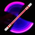 Luminous spinning pen with red and white stripes and blue-purple LED light effect - Straight Pattern / Red
