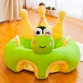 Fauteuil bébé en peluche grenouille verte avec dossier couronne et détails jaunes - Produit Fini Rempli (Convient aux Bébés de 6,5 à 14 kg) / Prince Grenouille