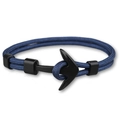 Men's navy blue woven rope bracelet with matte black anchor clasp closure - BH10 Blue