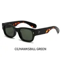 Lunettes de soleil rétro monture écaille, verres vert foncé et rivets dorés de style chic - Monture Écaille Noire Verres Vert Foncé (C6/HAWKSBILL GREEN)