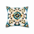 Embroidered Throw Pillow Cover Ethnic Floral Cushion Case Decorative Sofa Pillow Protector - 45*45 (No Core) / Four-Corner Vase Blue