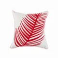 Decorative red embroidered feather pattern white throw pillow cover for sofa decor. - 45*45 (No Core) / Pine Needle Red