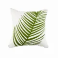 White square throw pillow cover featuring green 3D embroidered fern leaf design for home decor. - 45*45 (No Core) / Pine Leaf Green