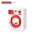 Red and white toy washing machine with rotating dial and miniature clothes hangers - Washing Machine